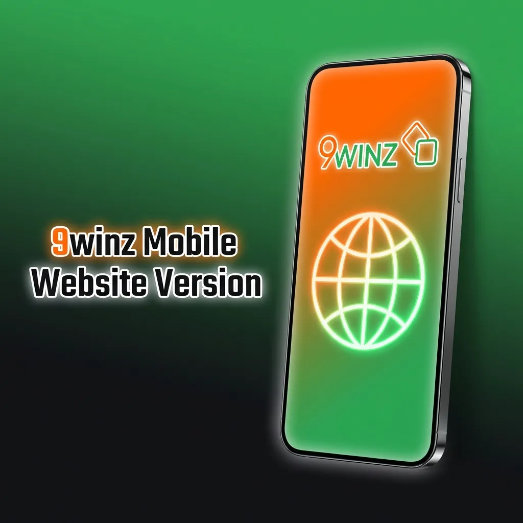 Mobile-optimized 9winz website displayed on smartphone screen showing betting and casino game options
