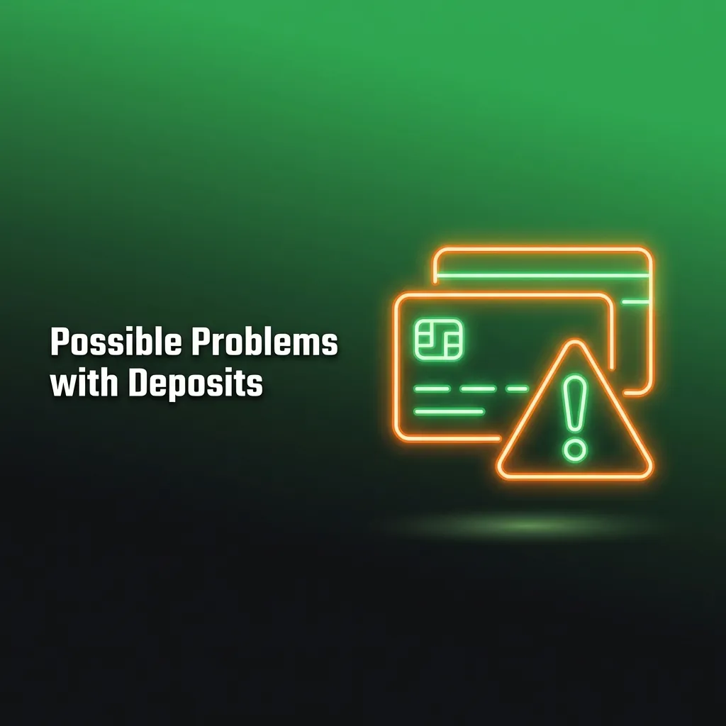 Illustration showing common deposit issues: declined payment, delayed credit, limit errors, and technical problems.