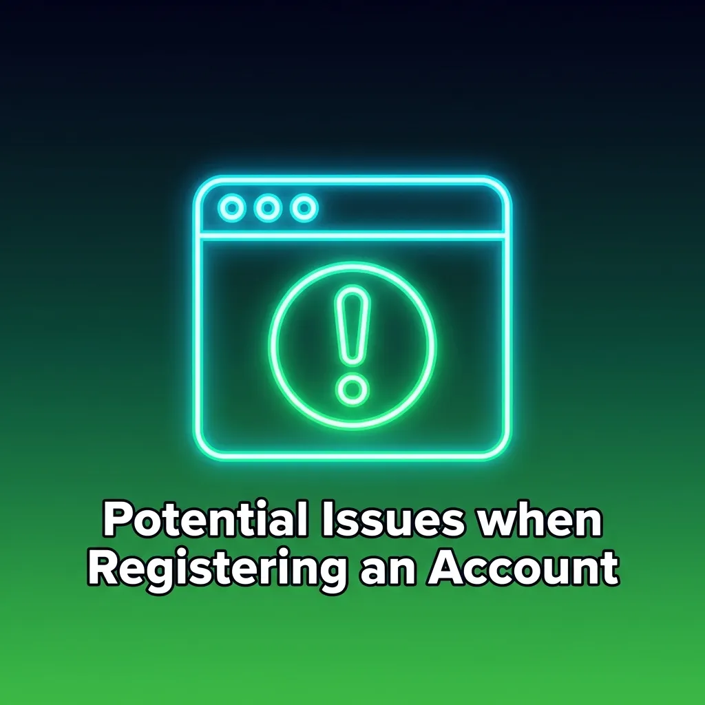 Troubleshooting guide showing common account registration problems and solutions for new users