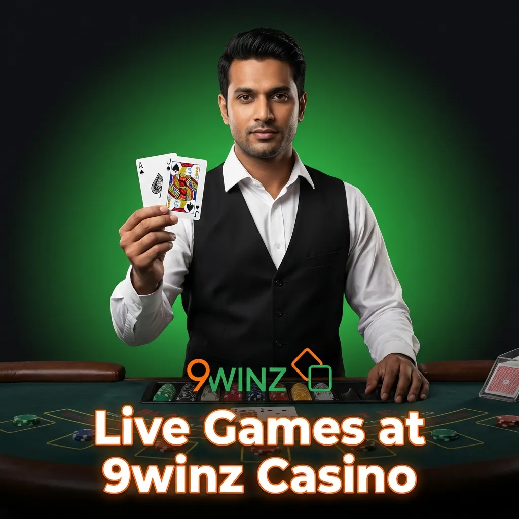 Professional live dealer streaming HD casino games including roulette, blackjack, baccarat, and poker at 9winz Casino
