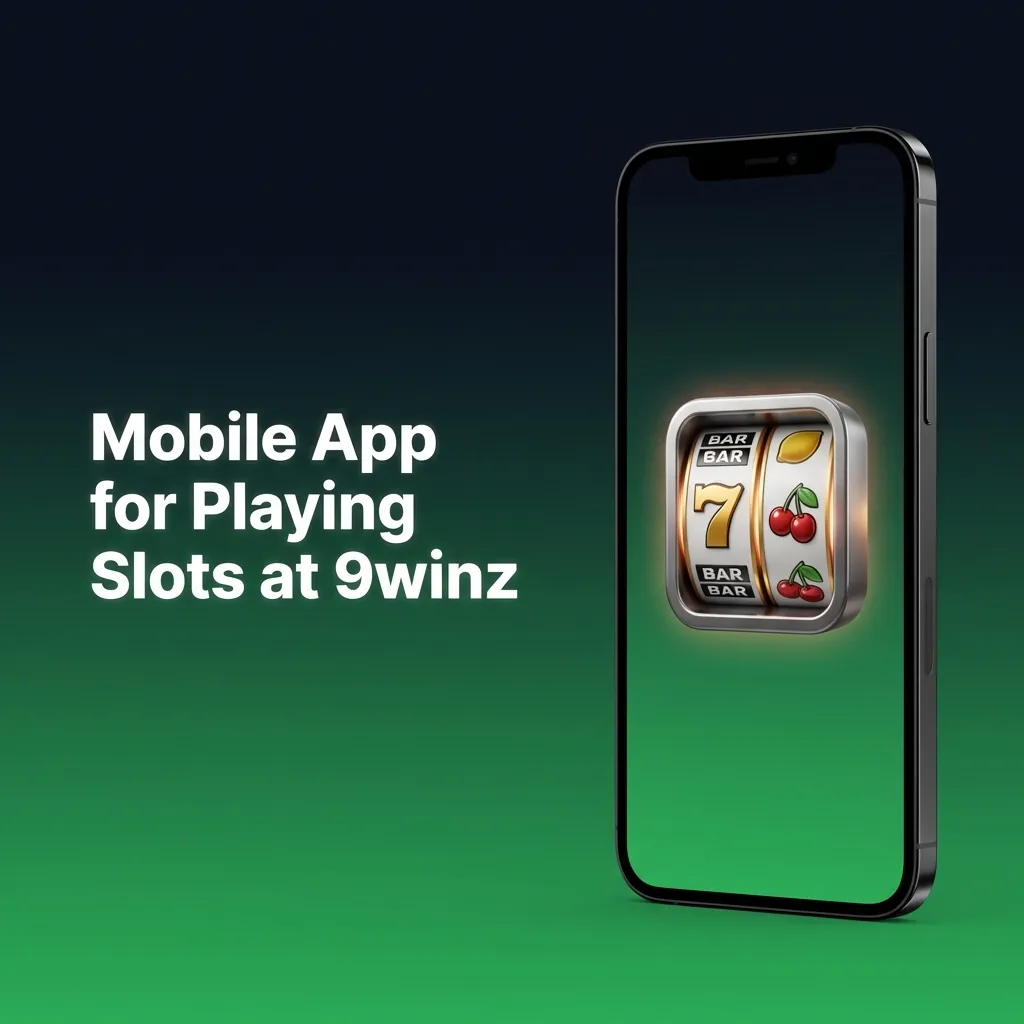 9winz mobile app interface showing slots game library with navigation menu and gameplay controls on smartphone screen